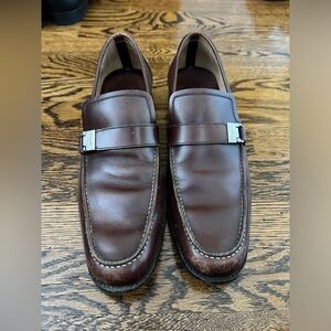 Salvatore Ferragamo genuine leather men’s slip-on shoes. Brown